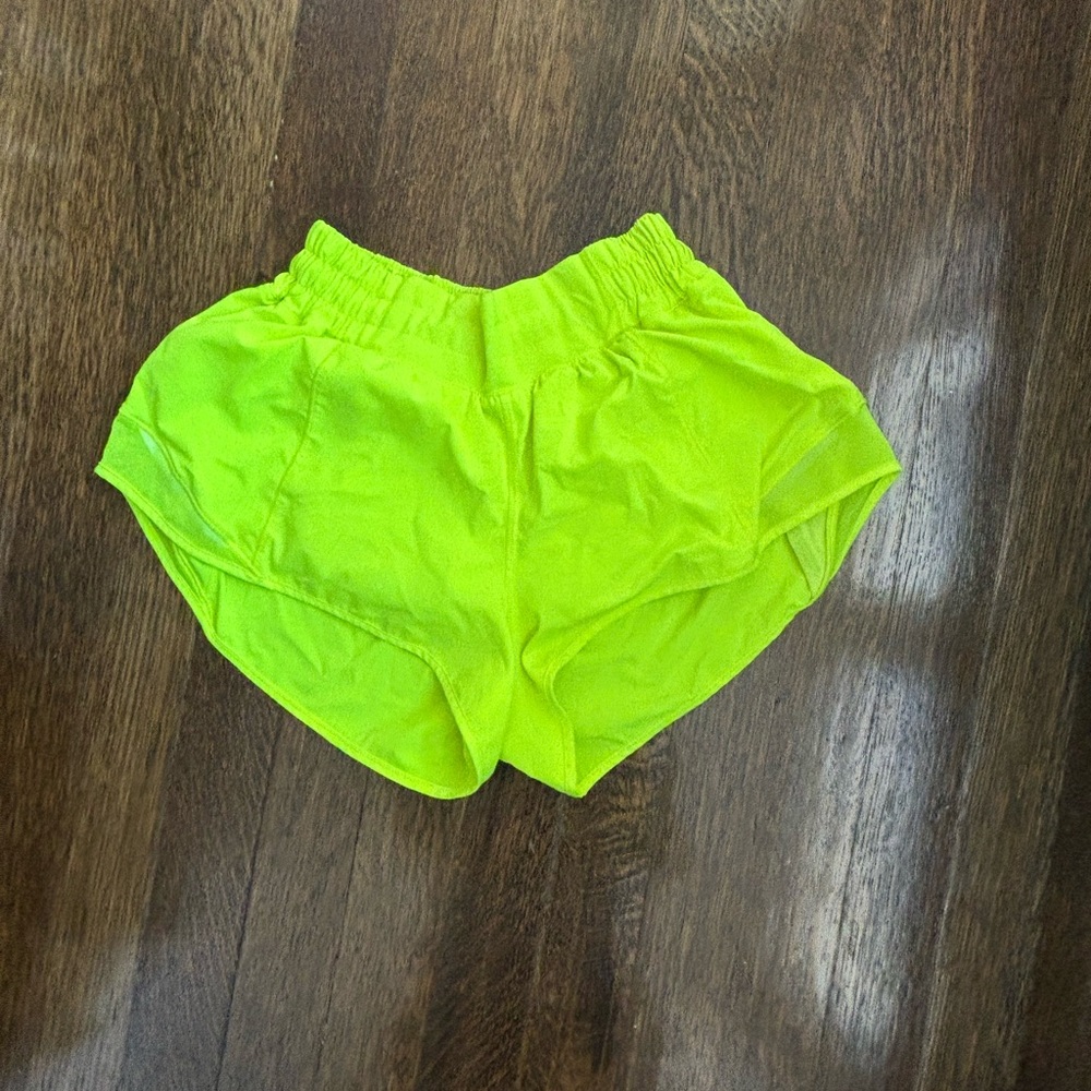 neon yellow lululemon shorts size 6, 2.5inch